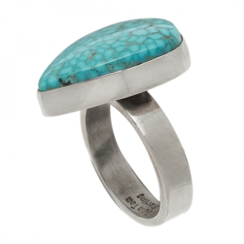 BA1540 turquoise and silver ring - Harpo Paris