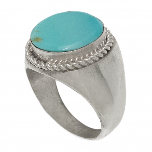 BA1579 turquoise and silver Navajo ring - Harpo Paris