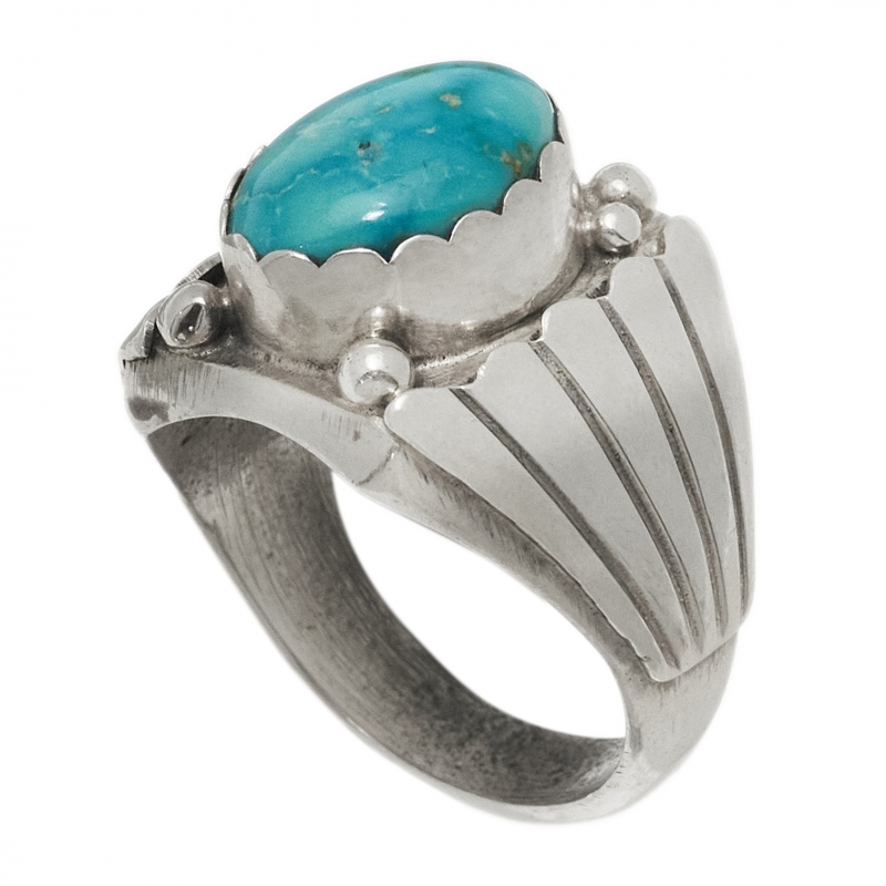 Bague Navajo pour homme en turquoise et argent BA1580 - Harpo Paris