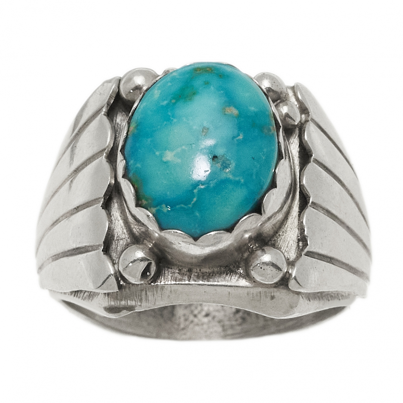 Bague Navajo pour homme en turquoise et argent BA1580 - Harpo Paris