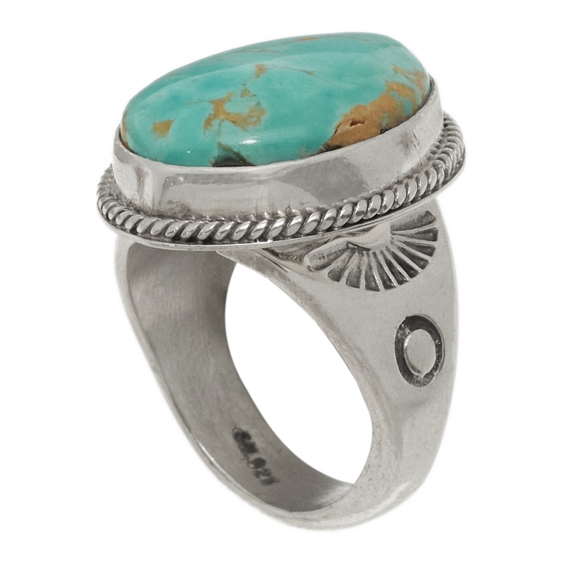 BA1570 turquoise and silver ring - Harpo Paris