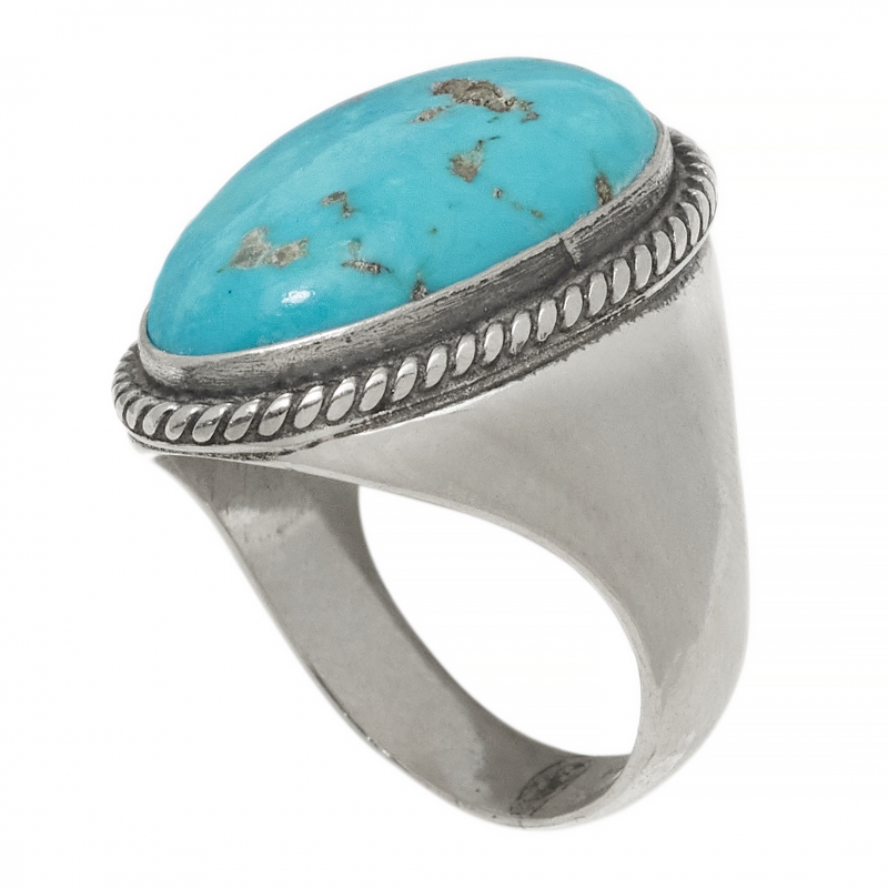 BA1572 turquoise and silver Navajo ring - Harpo Paris