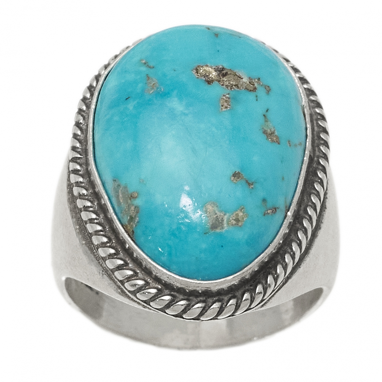 BA1572 turquoise and silver Navajo ring - Harpo Paris