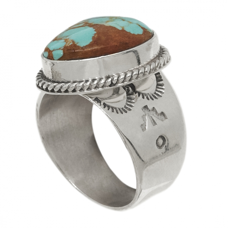 Bague Navajo en turquoise et argent BA1573 - Harpo Paris