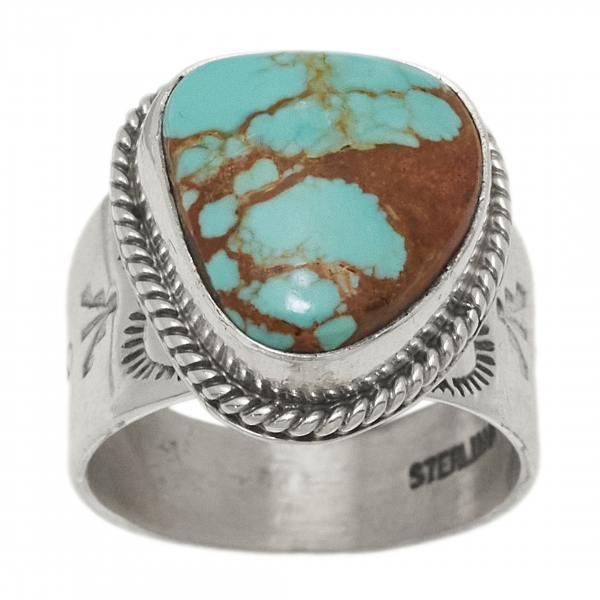 BA1573 bague Navajo turquoise et argent - Harpo Paris