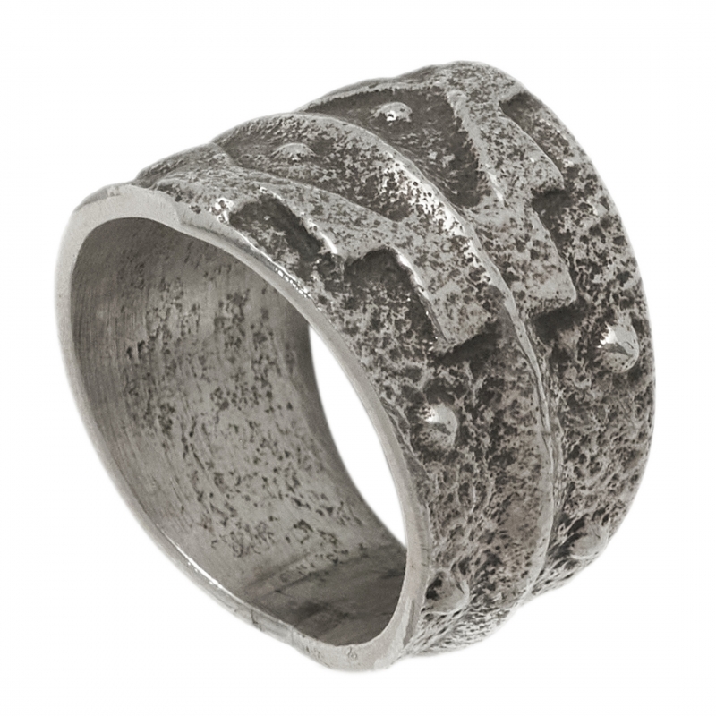 BA1574 silver tufa cast ring - Harpo Paris