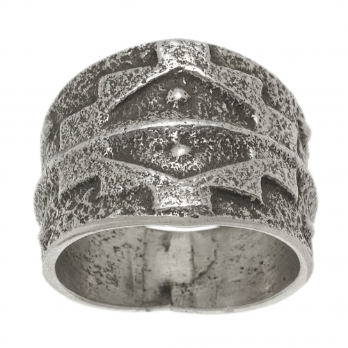 BA1574 silver tufa cast ring - Harpo Paris