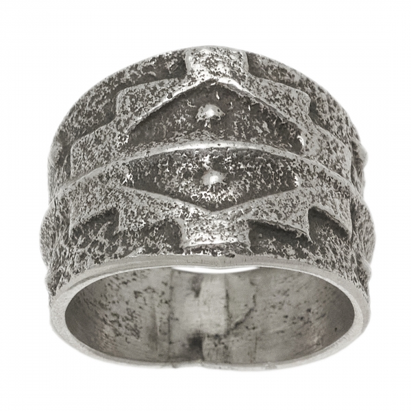 BA1574 silver tufa cast ring - Harpo Paris