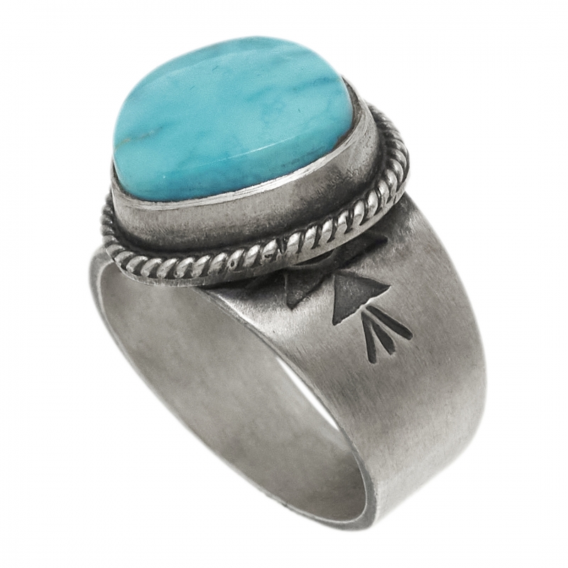 Bague turquoise et argent mat Ba1578 - Harpo Paris