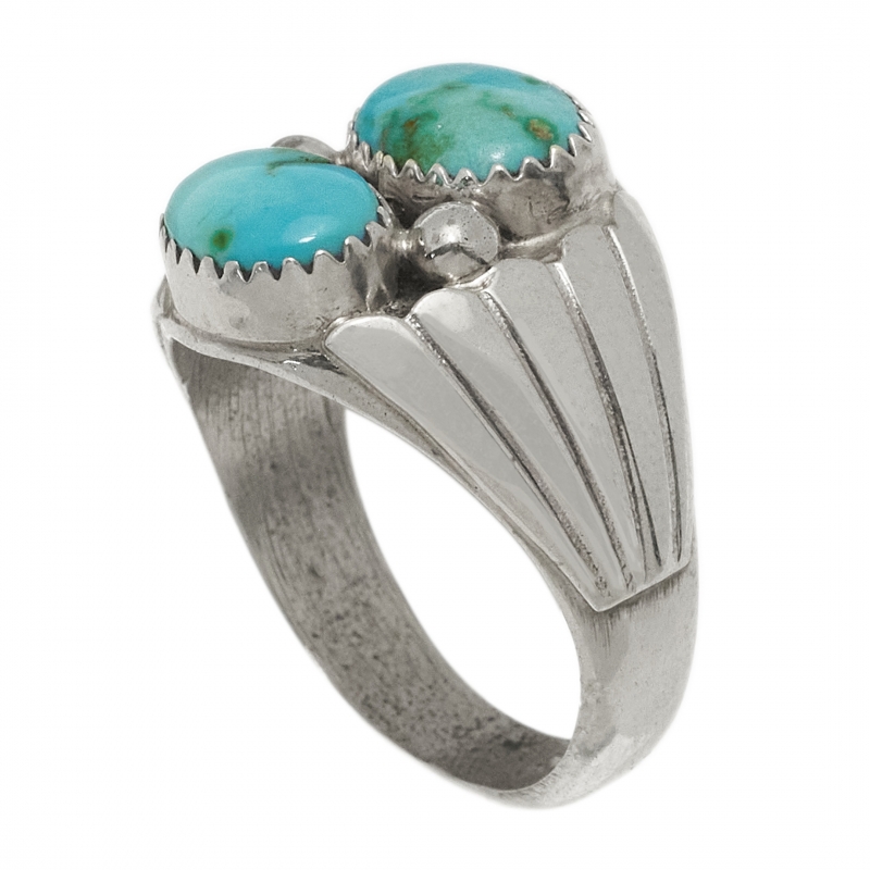 BA1582 turquoise and silver Navajo ring - Harpo Paris