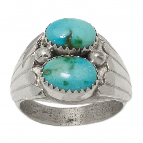 Bague Navajo en turquoises et argent BA1582 - Harpo Paris