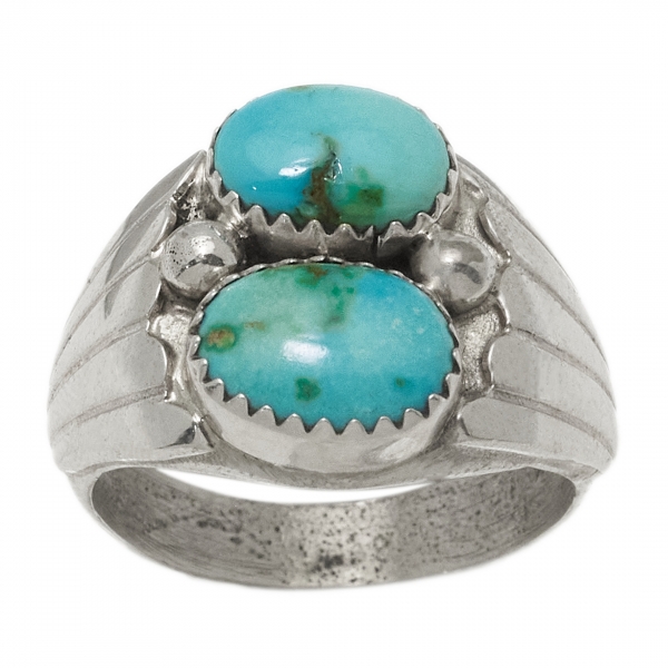 BA1582 turquoise and silver Navajo ring - Harpo Paris