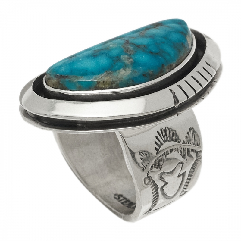 Bague Navajo en turquoise et argent - BA1566 - Harpo Paris