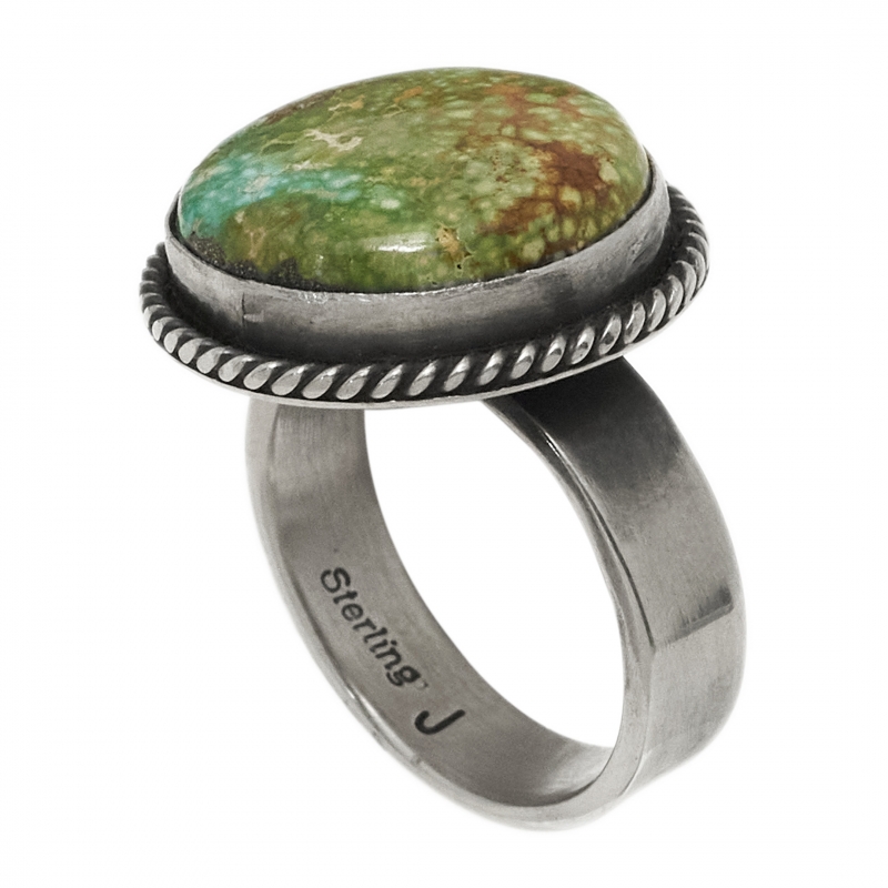 Turquoise and mat silver ring BA1587 - Harpo Paris