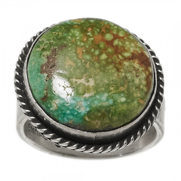 Turquoise and mat silver ring BA1587 - Harpo Paris