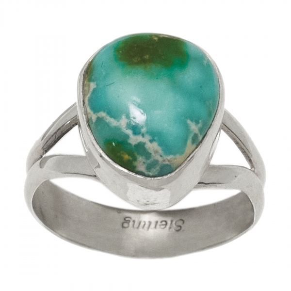 BA1589 turquoise and silver Navajo ring - Harpo Paris