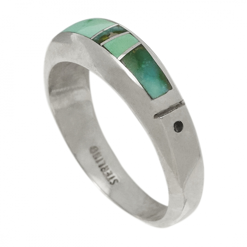 BA1590 turquoise inlay and silver ring - Harpo Paris