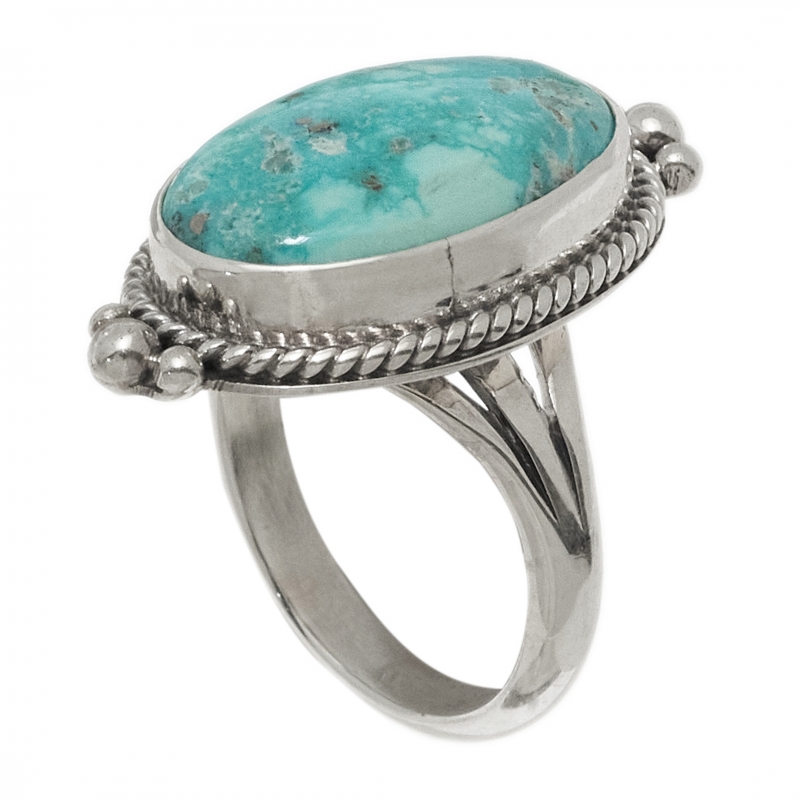 BA1584 turquoise and silver Navajo ring - Harpo Paris