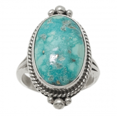 BA1584 turquoise and silver Navajo ring - Harpo Paris