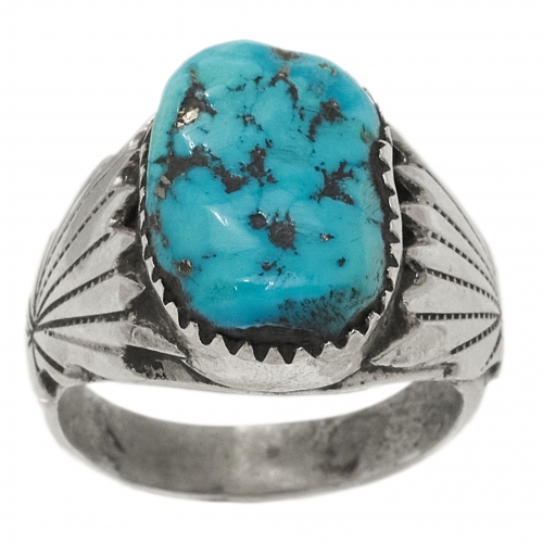 BA1581 bague Navajo en turquoise et argent - Harpo Paris