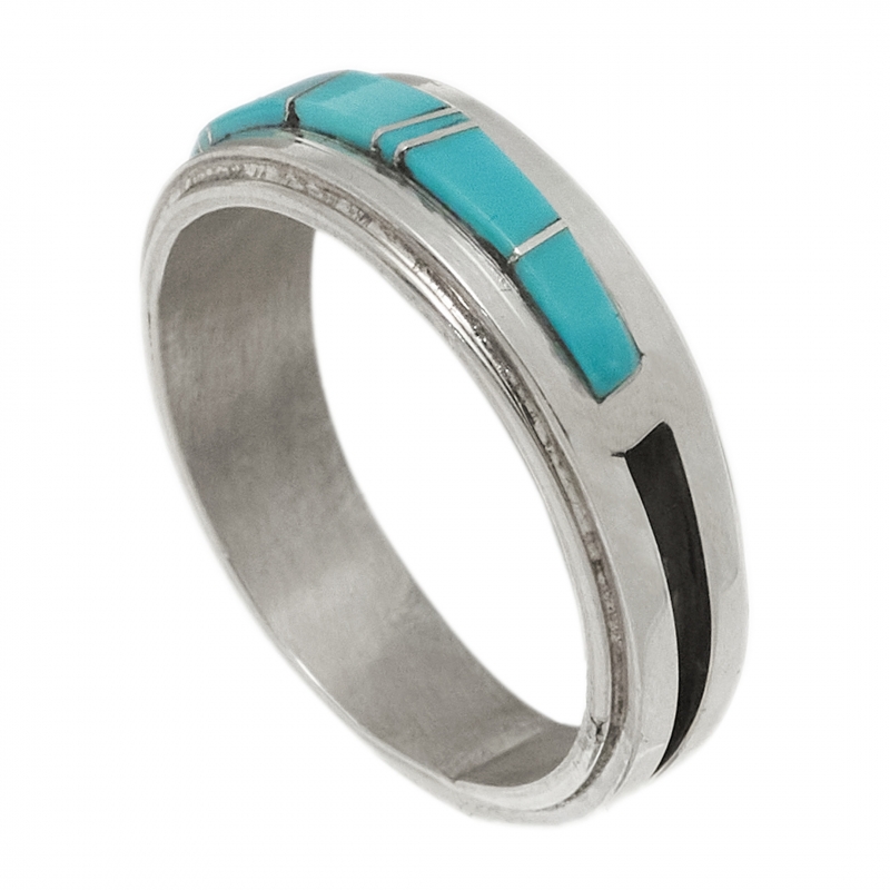 BA1485 turquoise inlay ring - Harpo Paris