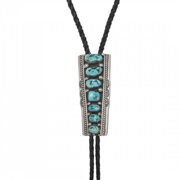 BT60 bolo tie en turquoises et argent - Harpo Paris