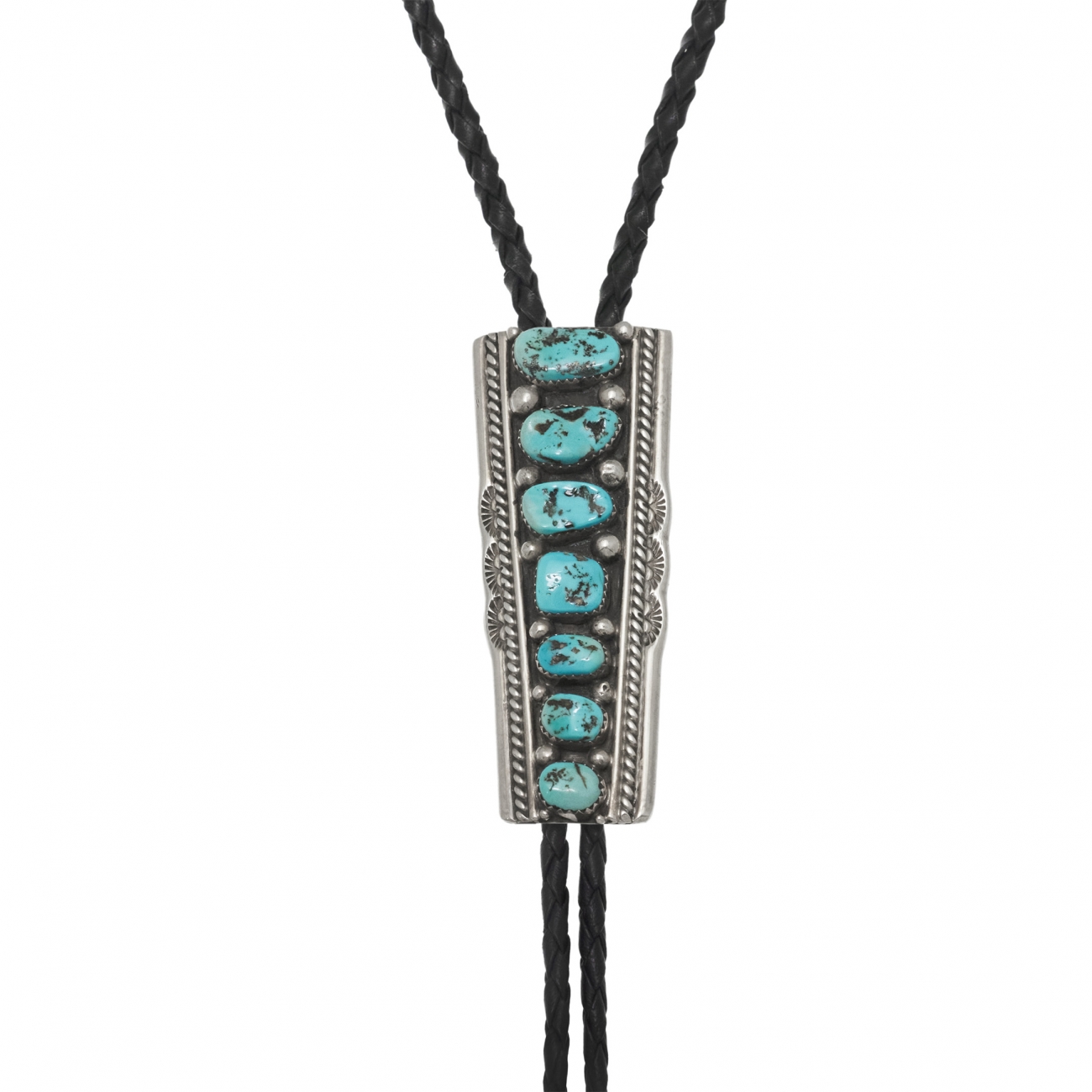 BT60 bolo tie en turquoises et argent - Harpo Paris