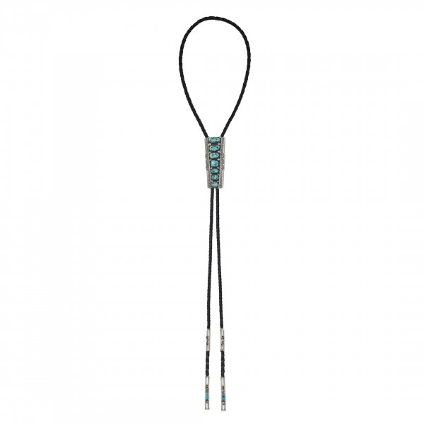 Bolo tie BT60 in turquoise and silver - Harpo Paris