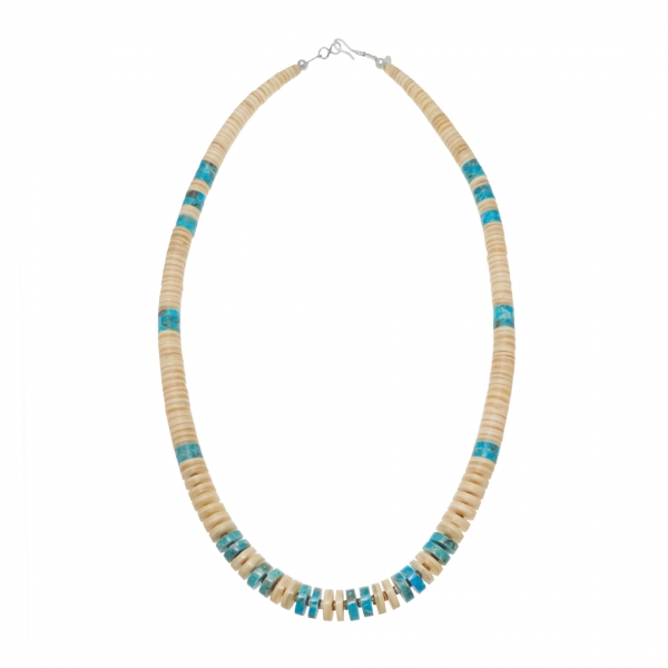 CO246 collier perles heishi coquillage et  turquoise - Harpo Paris