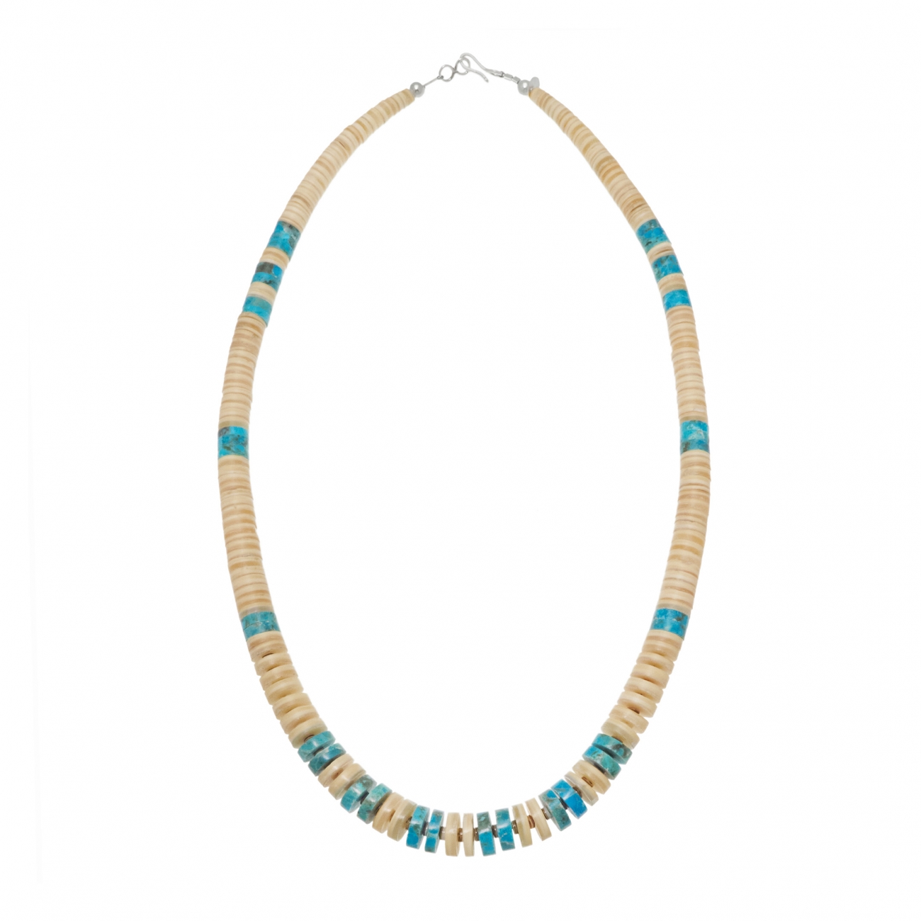 Necklace turquoise and shell beads CO246 - Harpo Paris