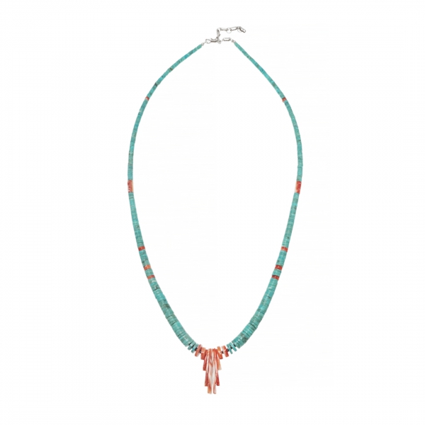 Collier en perles Heishi de turquoises et spondyl - Harpo Paris