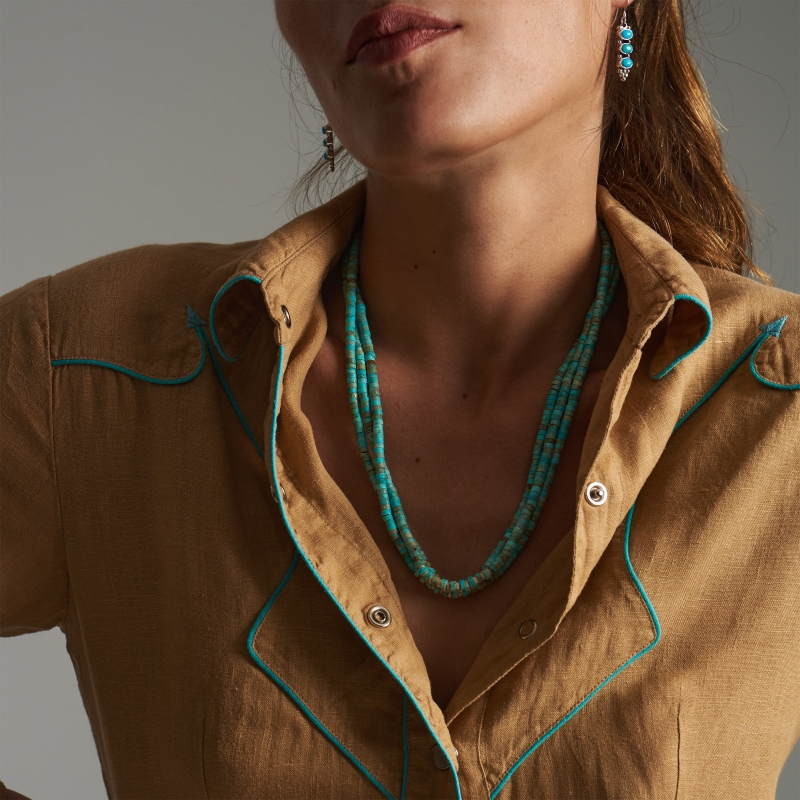 Three strands Heishi turquoise necklace -  Harpo Paris