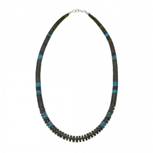 CO244 collier heishi en serpentine, jais, turquoise - Harpo Paris