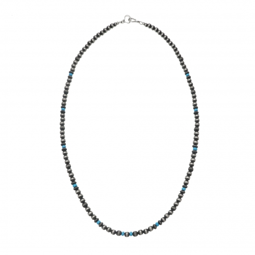 Turquoise mix and silver necklace CO242 - Harpo Paris