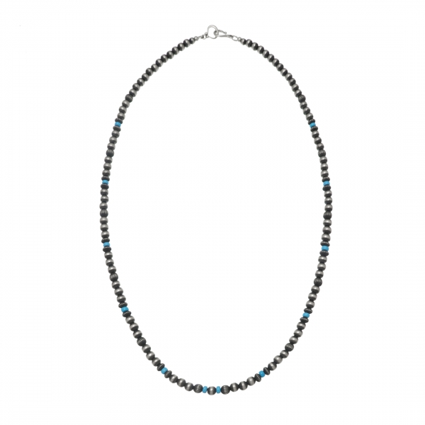 Turquoise mix and silver necklace CO242 - Harpo Paris