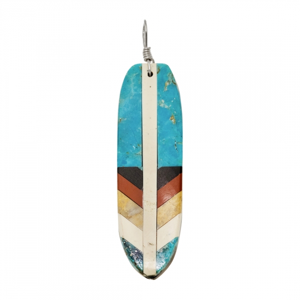 PE555 pendentif plume marqueterie - Harpo Paris