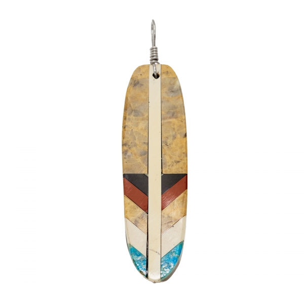 Feather inlay pendant PE558 - Harpo