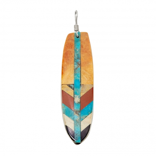 PE560 pendentif plume marqueterie - Harpo Paris