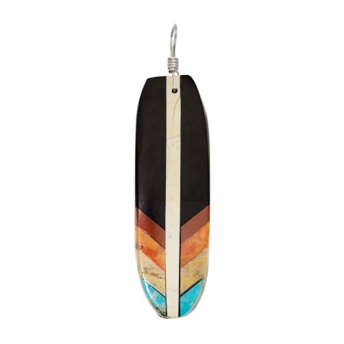 PE562 pendentif plume marqueterie - Harpo Paris