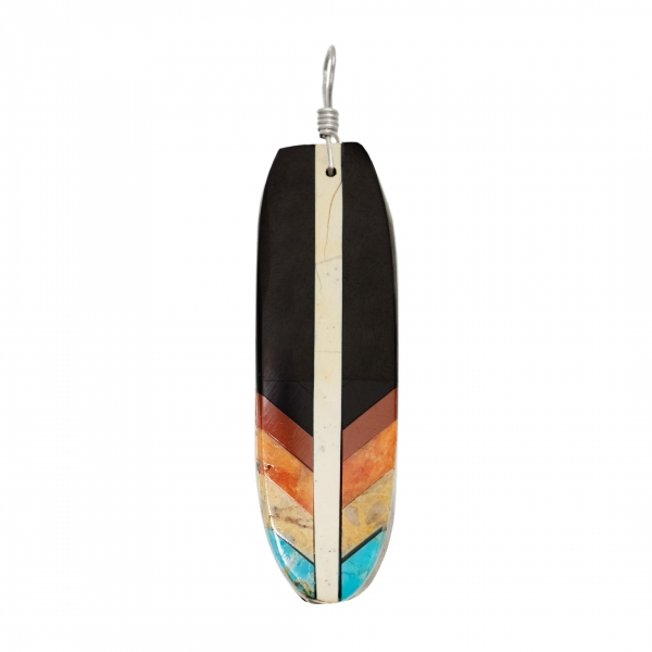 PE562 pendentif plume marqueterie - Harpo Paris