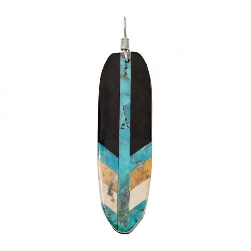 PE563 pendentif plume marqueterie - Harpo Paris