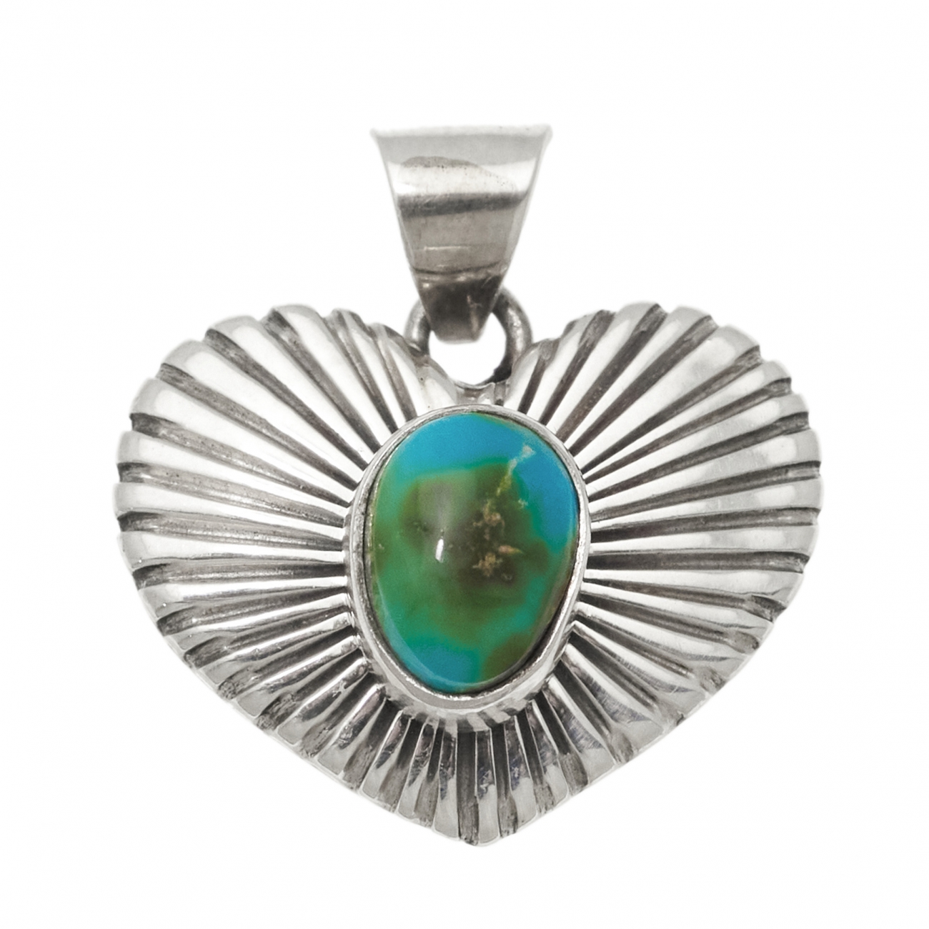 PE546 pendentif coeur argent et turquoise - Harpo Paris