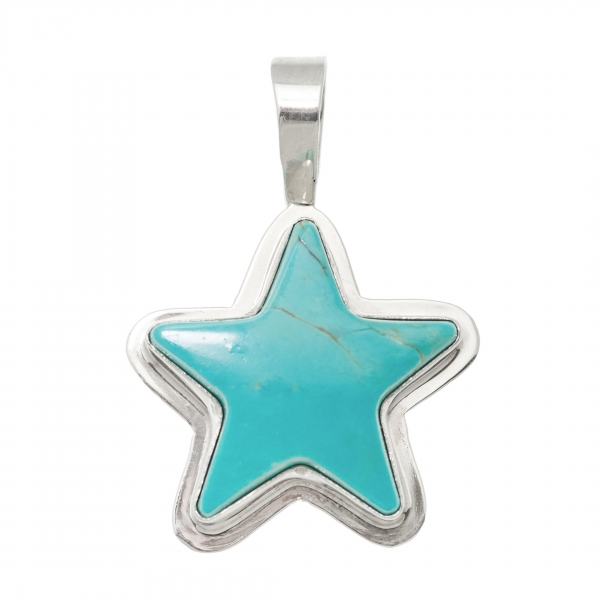 PE547 turquoise and silver star pendant - Harpo Paris