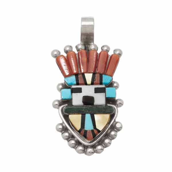 Zuni pendant PE548 for men and women in inlay and silver - Harpo Paris