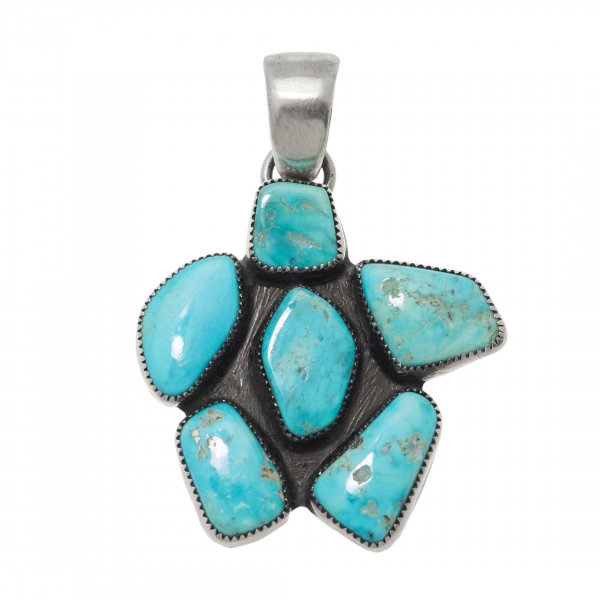 PE544 turquoise and silver pendant - Harpo Paris