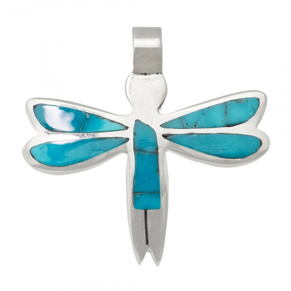 PE552 pendentif libellule turquoise et argent - Harpo Paris