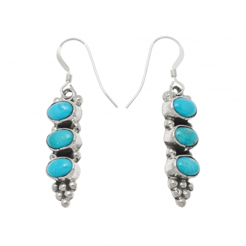 Turquoise and silver earrings BO389 - Harpo Paris