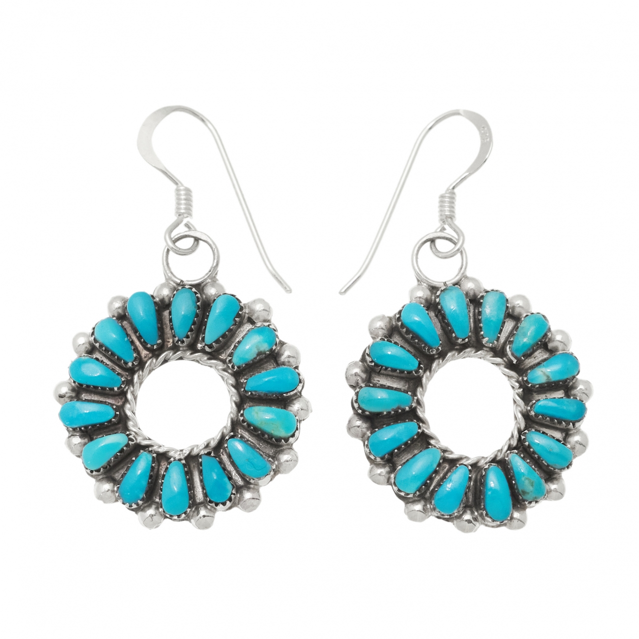 Turquoise and silver earrings BO391 - Harpo Paris