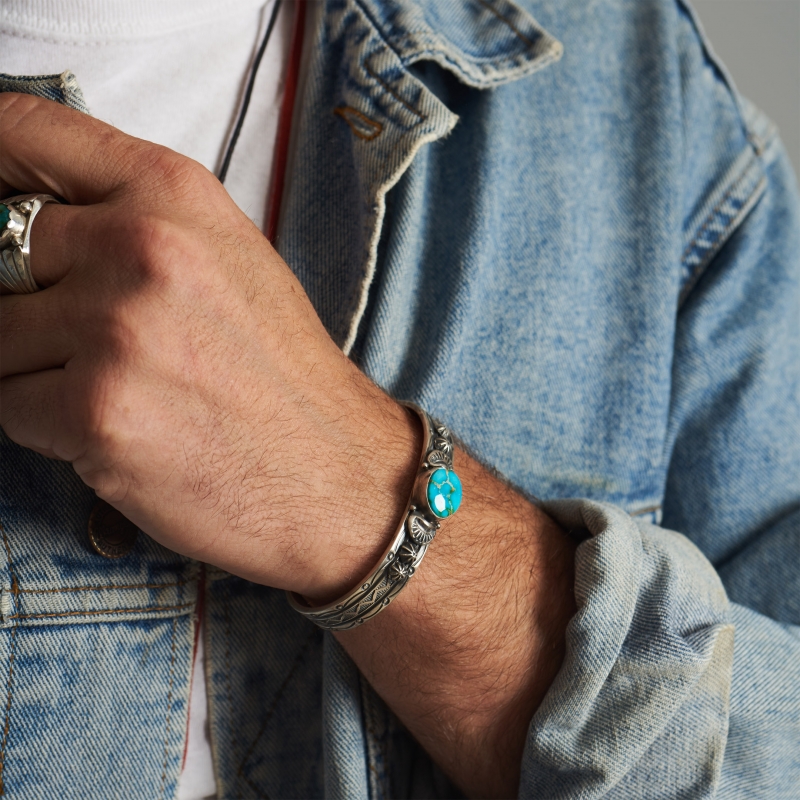 Navajo turquoise bracelet for men BR855 - Harpo Paris