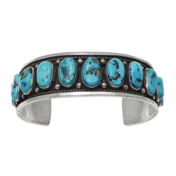 Bracelet Navajo en turquoises et argent massif - Harpo Paris